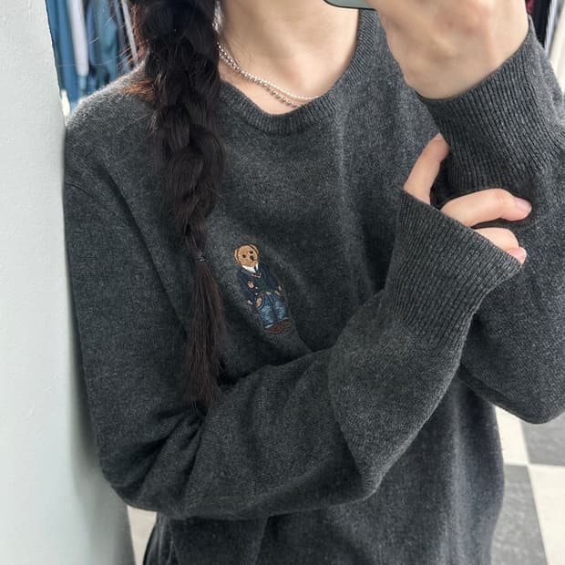 폴로 랄프로렌 폴로베어 차콜 메리노울 니트 