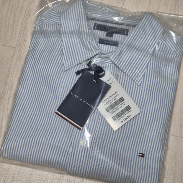 타미힐피거 스트라이프 셔츠 블루 XL