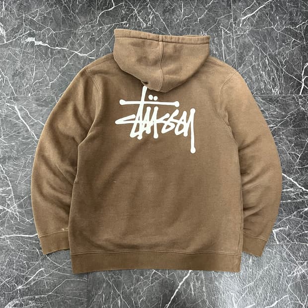 스투시 베이직 스탁로고 후디 브라운 