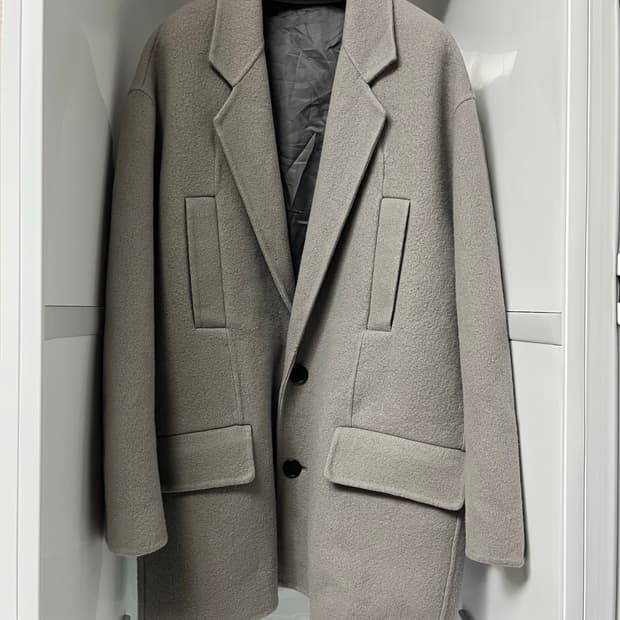 시스템옴므 그레이 캐시미어 핸드메이드 하프 코트 105사이즈