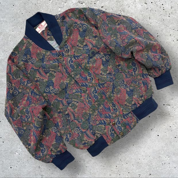 [L] 93s 발렌시아가 빈티지 패턴 실크 봄버 자켓 B709