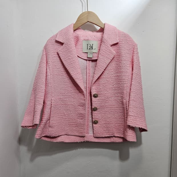 DaL 핑크 트위드 반팔 자켓 