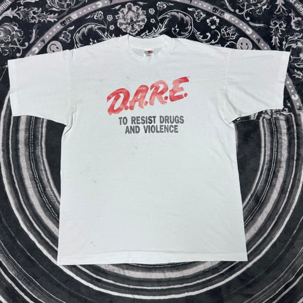 (XL) 90s 빈티지 DARE 화이트 티셔츠 후룻