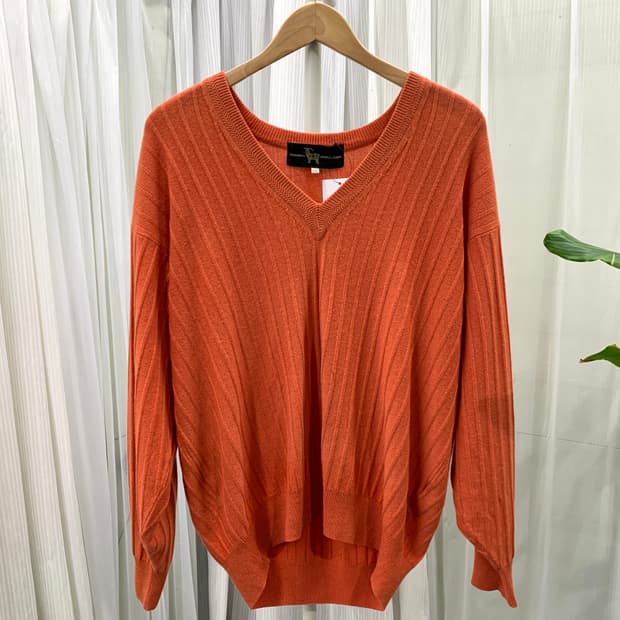 일본 빈티지 캐시미어 골지 브이넥 니트 1813