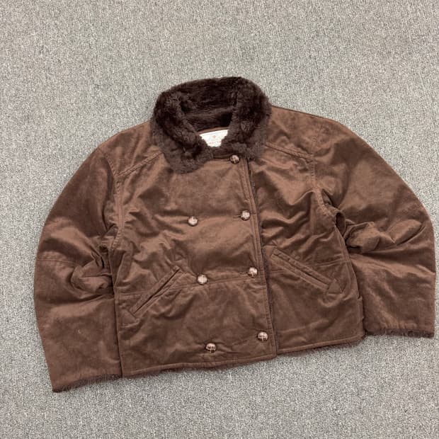 OS)Milky Way 빈티지 여성 브라운 스웨이드 셰르파 자켓