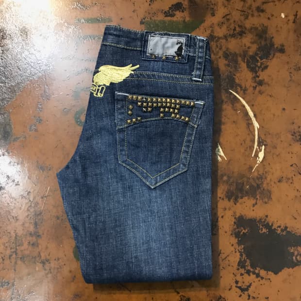 로빈스진 다크 블루 로우라이즈 스키니 데님 팬츠 골반 30