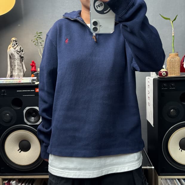 폴로 반집업니트