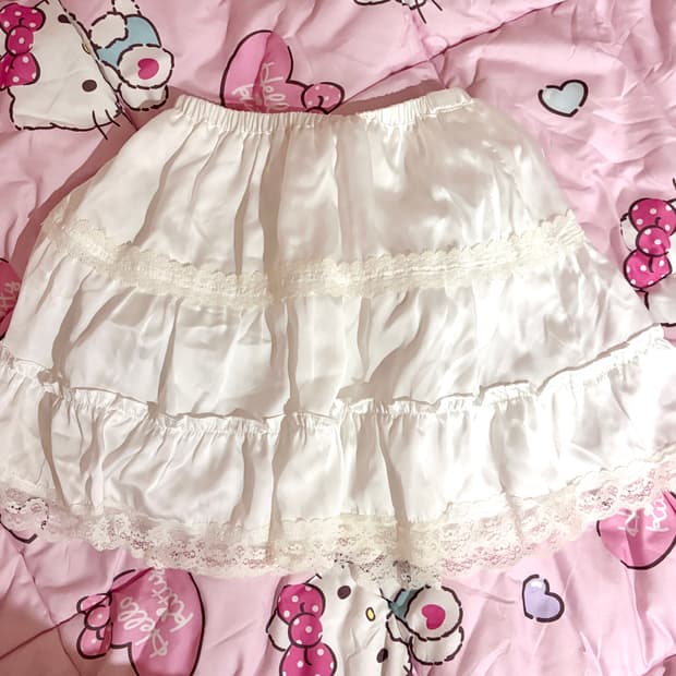 히메갸루 달천깔 프릴 레이스 화이트 스커트