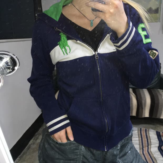 투티/0248 폴로 랄프로렌 네이비 후드집업 y2k 스포티