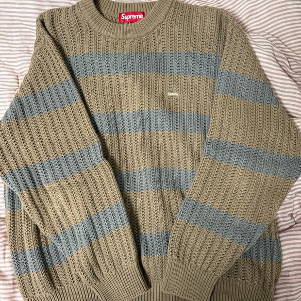 [ M ] 슈프림 루즈 게이지 스트라이프 스웨터 카키
