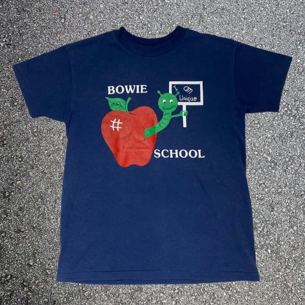 90s Made In USA 보위스쿨 빈티지 그래픽 티셔츠 L