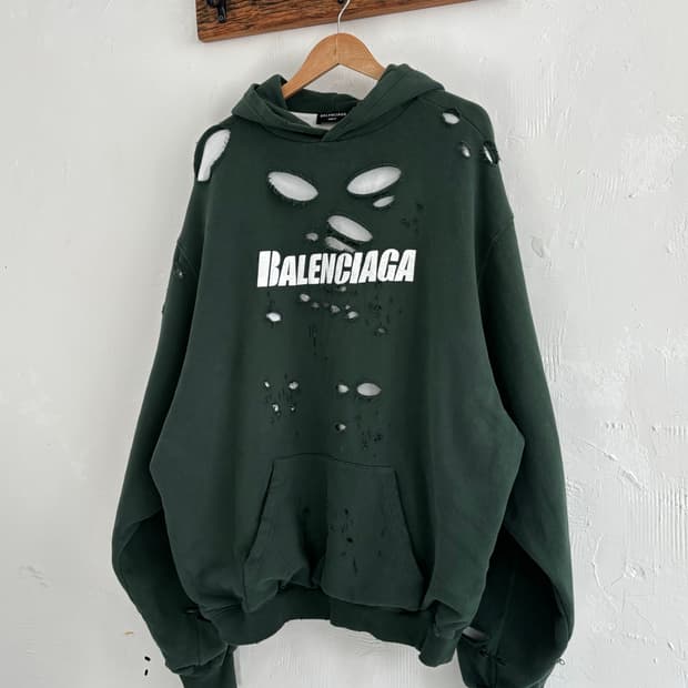 Balenciaga 발렌시아가 디스트로이드 오버사이즈 다크 그린 후드 ​