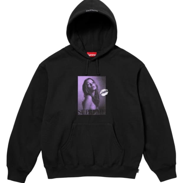 [XL] 슈프림 x 케이트 모스 후드 스웨트셔츠 블랙 - 24FW