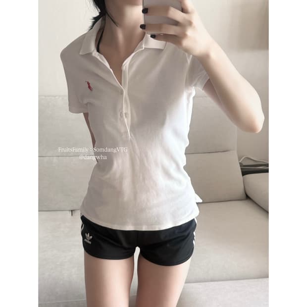 폴로 랄프로렌 일본 화이트 레드 딱붙 pk 반팔