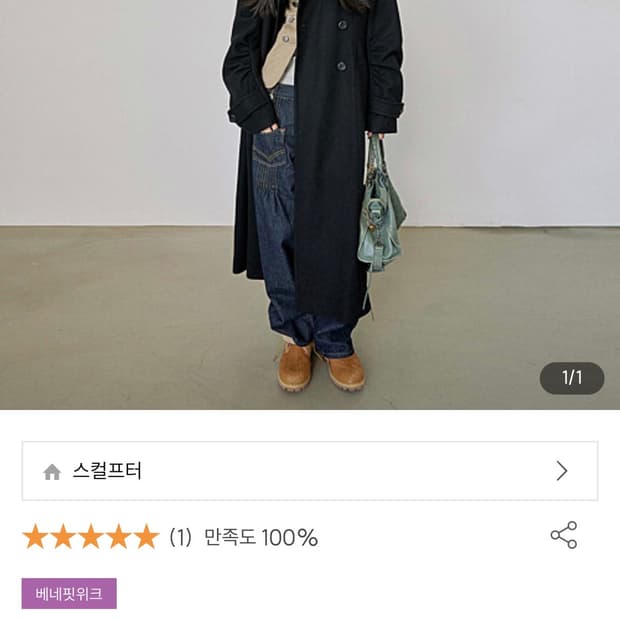 (새상품) 스컬프터 Tailored Wool Long Coat Black