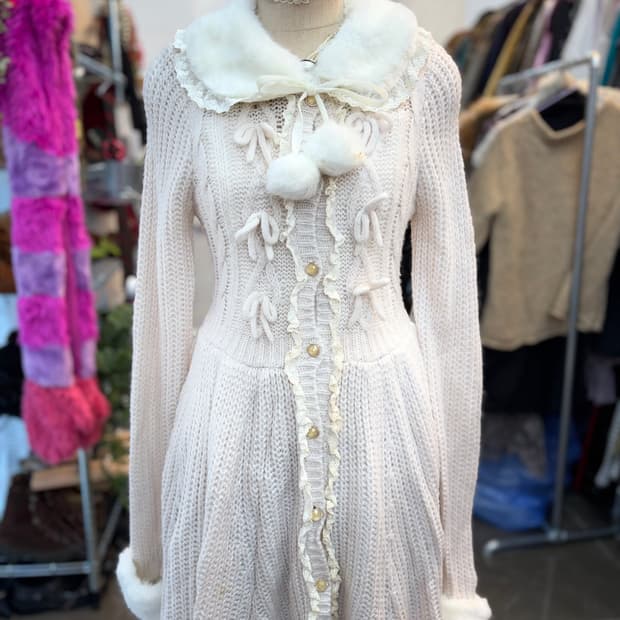 엑시즈팜 퍼 니트 롱가디건