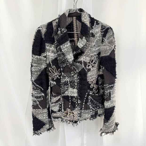 GK ITALIYA grunge patchwork tweed jacket