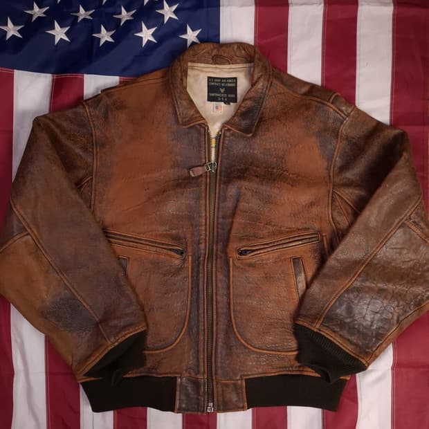 오리지날 90's 아메코 미육군 항공대 리얼레더 항공자켓