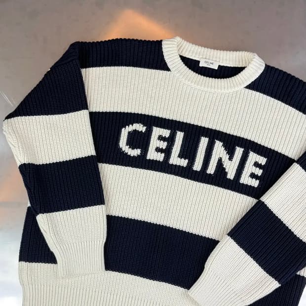 [정품] CELINE 스트라이프 아이보리 니트 S