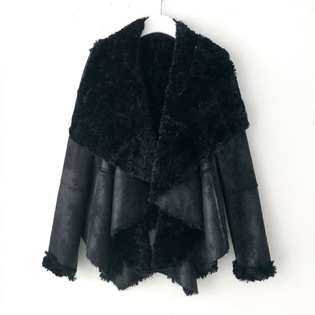 unbalanced flared fur jacket