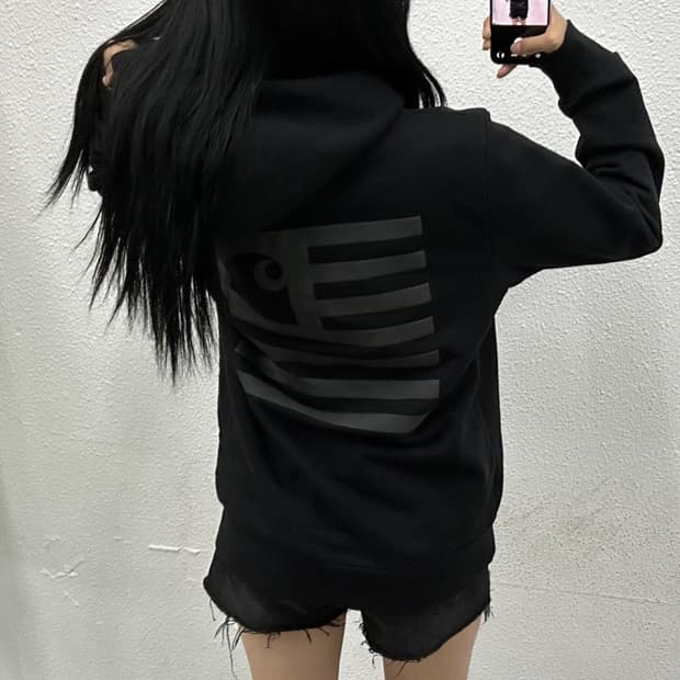 칼하트 백로고 블랙 후드 M
