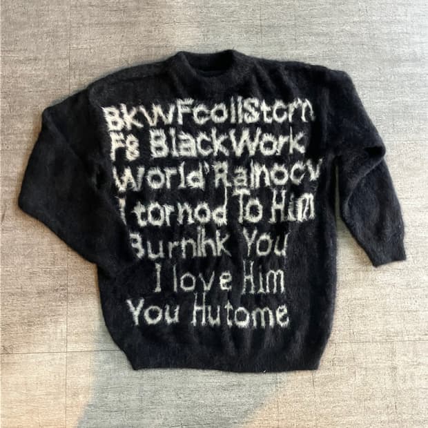 일본빈티지 Bkw 올드스쿨스트릿 혁오풍 레터링 앙고라폭닥니트