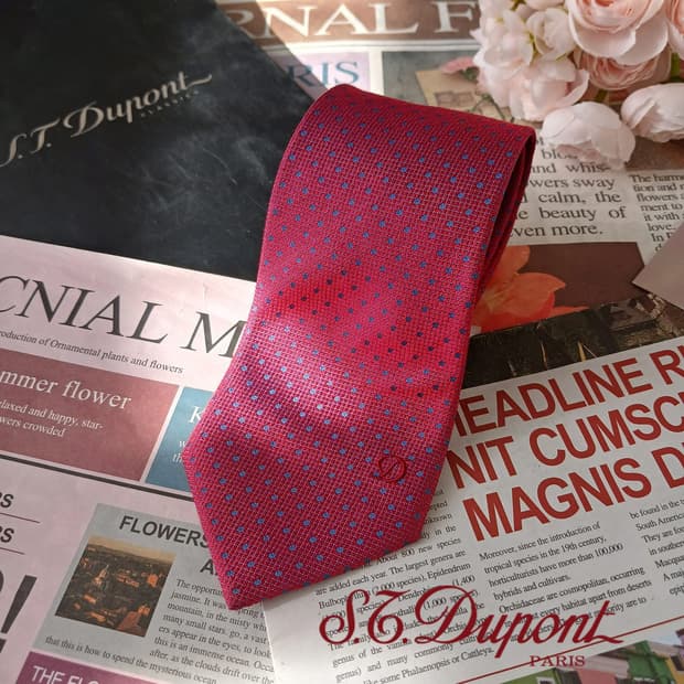 듀퐁 실크 레드 도트 넥타이 8cm A+등급 A19680
