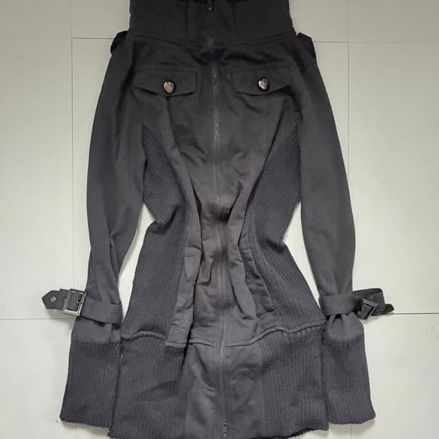 y2k charcoal gray pocket two-way zipup