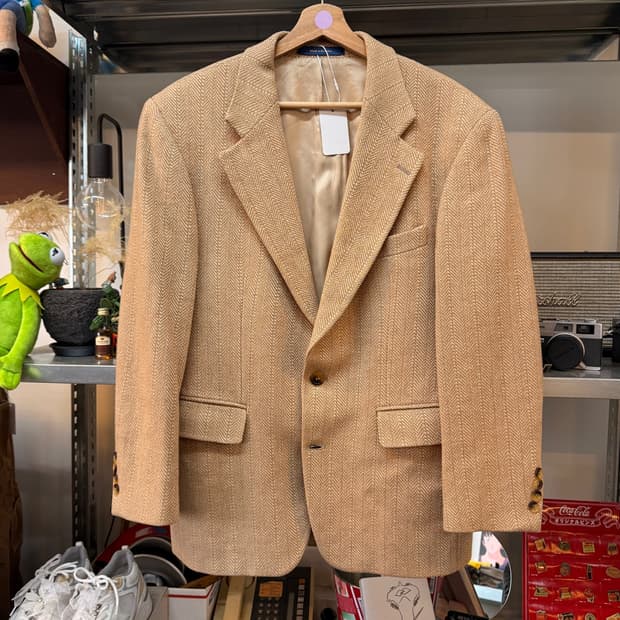 80 90S 폴로 유니버시티 클럽 라인 해링본 블레이저자켓