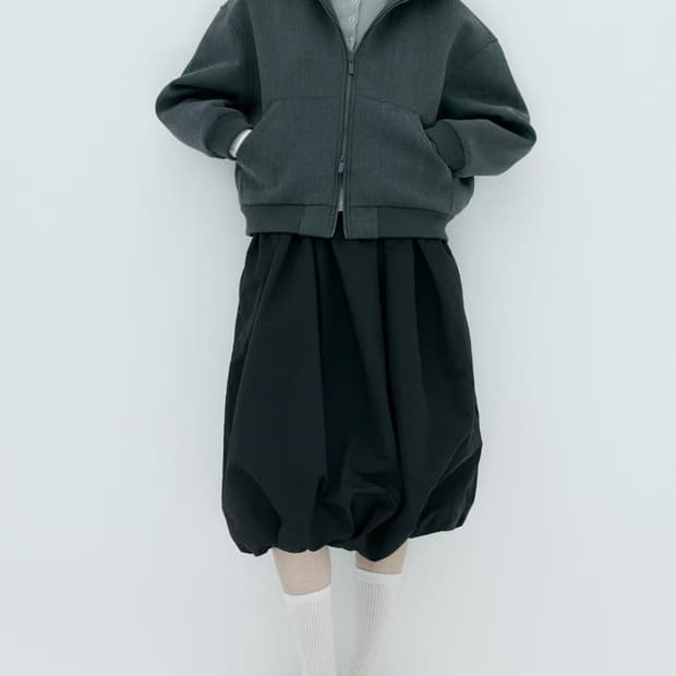 H&M 벌룬핏 블랙 미디 스커트