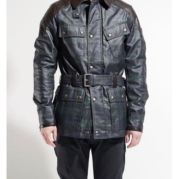 모런지(MORUNGE) 윌리엄 타탄 체크 벨티드 왁스 자켓 46(95)