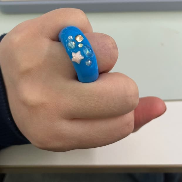 핸드메이드 블루 큐빅 반지 13-14호