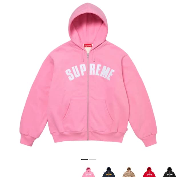 슈프림 아크써멀 후드집업 핑크 M 새상품