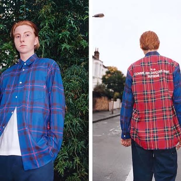 (네고가능) 슈프림 꼼데가르송 셔츠라인 투톤 체크 셔츠 (L)