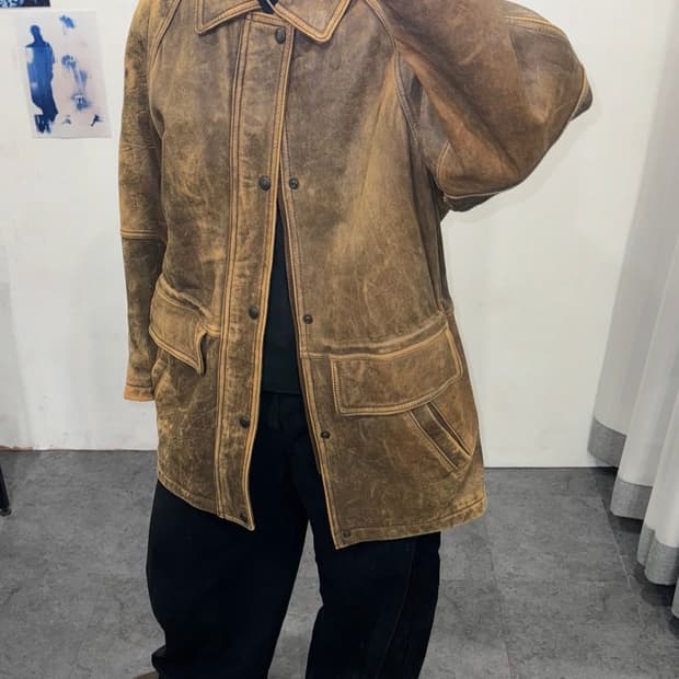 빈티지 워싱 레더 자켓