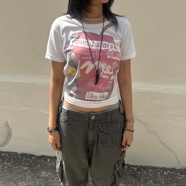  Y2K Printed White T-Shirt 