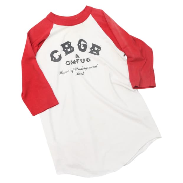 빈티지 80s CBGB & OMFG 7부 래글런 티셔츠