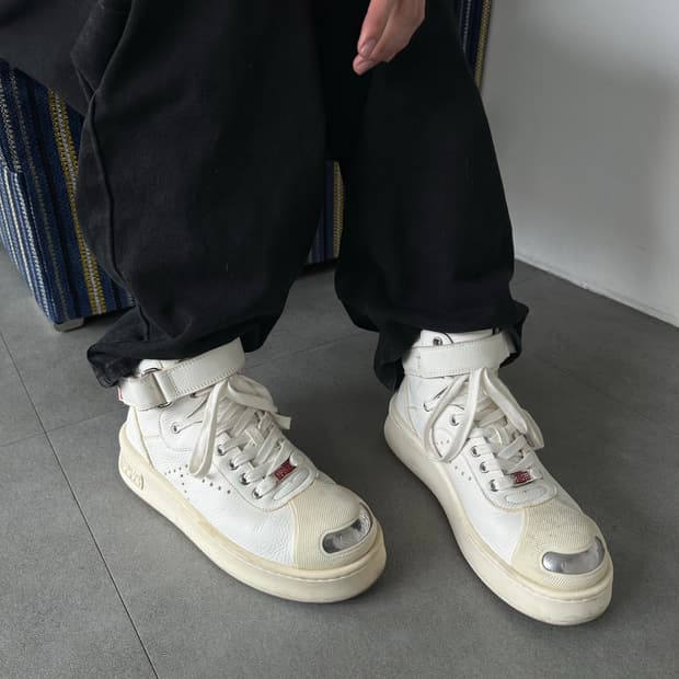 겐조 스틸토 화이트 레더 하이탑