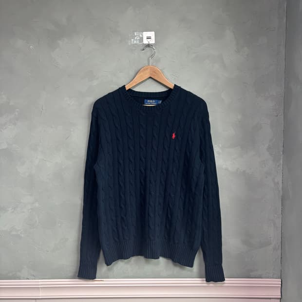 폴로 랄프로렌 꽈배기 니트 네이비