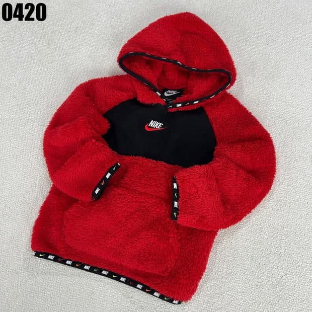 나이키 레드 플리스 후드 풀오버 3
