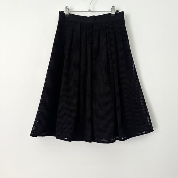 Net flare midi skirt / black