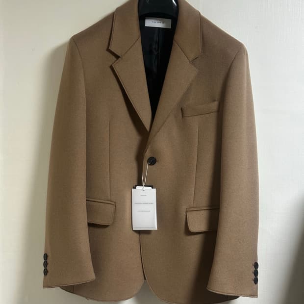 새상품) 토니웩 울 캐시 하프 코트 커팅 블레이저/M/100/카멜