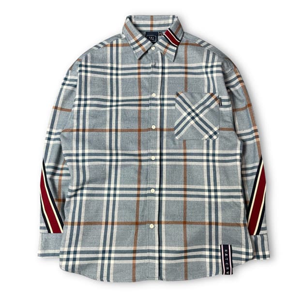 로맨틱크라운 블루 격자 체크 겨울 긴팔 셔츠 S