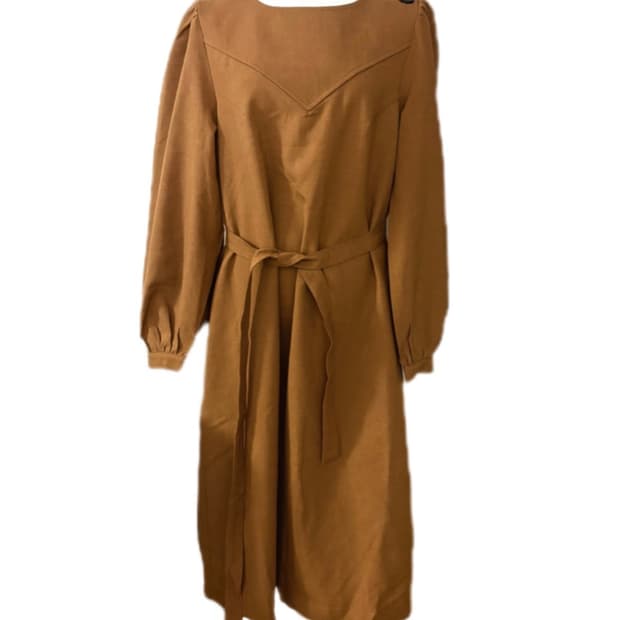 [somari] 브라운 벨티드 롱 원피스