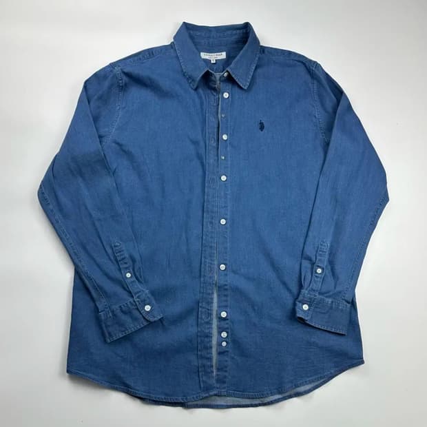 [2XL] 폴로 아쎈 블루 오버핏 셔츠