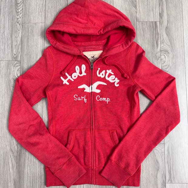 홀리스터 슬림핏 후드집업 레드