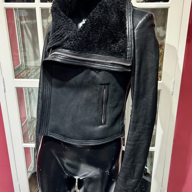 Rick Owens jacket 릭오웬스 퍼 디테일 하이넥 레더자켓