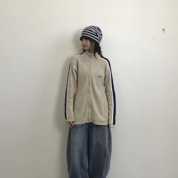 00's Bear Knit Track Zip Jacket
