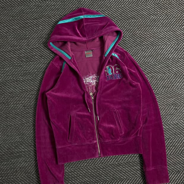 DOHC y2k 빈티지 벨벳 크롭 후드 집업y 2952