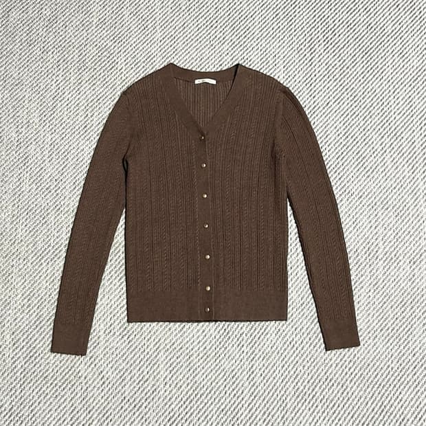 [S] le.coeur blanc 우먼즈 브라운 브이넥 니트 가디건